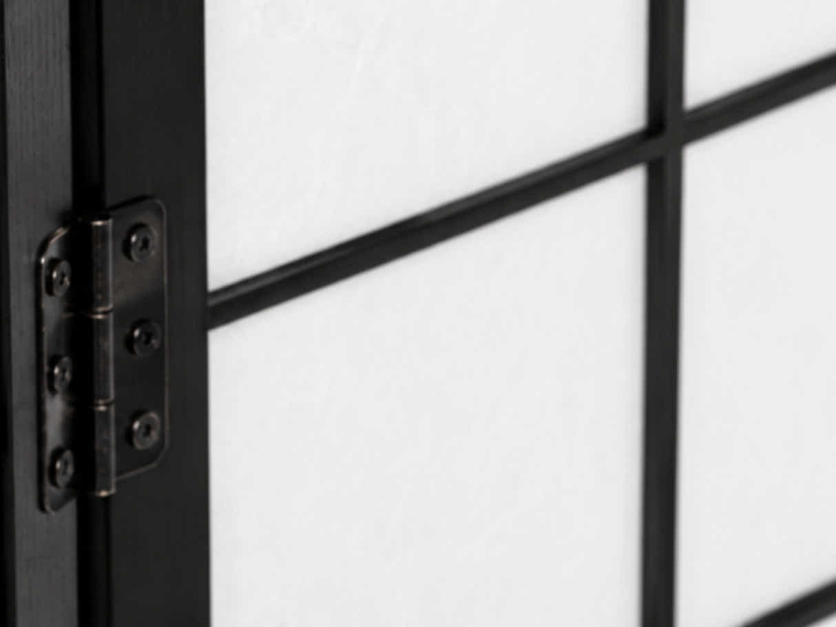 6-Panel Room Divider with Bamboo Pattern - Black