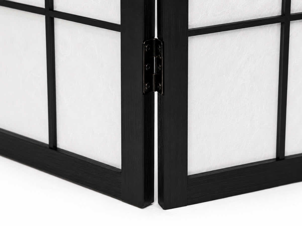 6-Panel Room Divider with Bamboo Pattern - Black