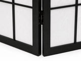 6-Panel Room Divider with Bamboo Pattern - Black