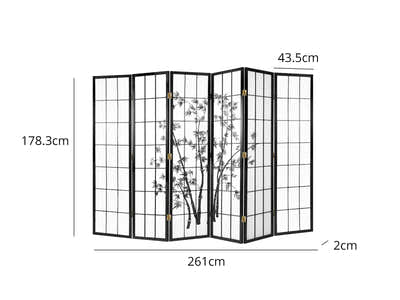 DS Room divider E P3 6 panel Black