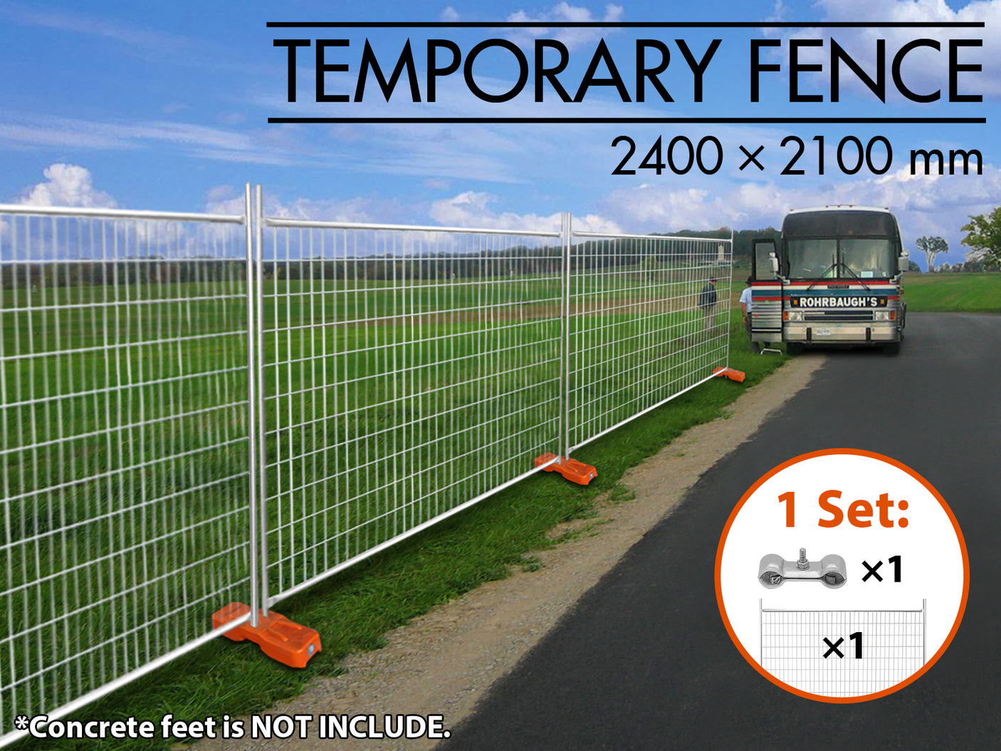 Temporary Fence panel without feet