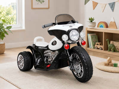 Kids Ride On Police Motorbike - Black
