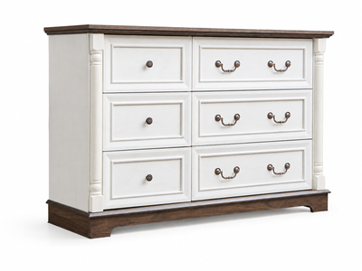 6-Drawer Chest - Antique White & Rustic Brown