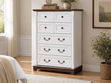 7-Drawer Chest - Antique White & Rustic Brown