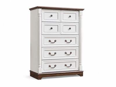 7-Drawer Chest - Antique White & Rustic Brown