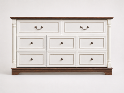 8-Drawer Chest - Antique White & Rustic Brown