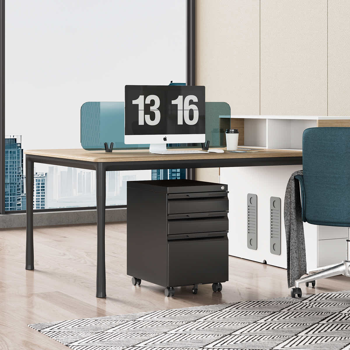 DS Mason Steel Mobile Pedestal 3-Drawer Cabinet
