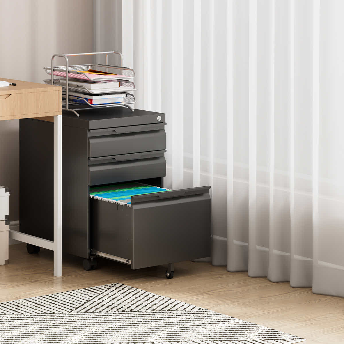 DS Mason Steel Mobile Pedestal 3-Drawer Cabinet