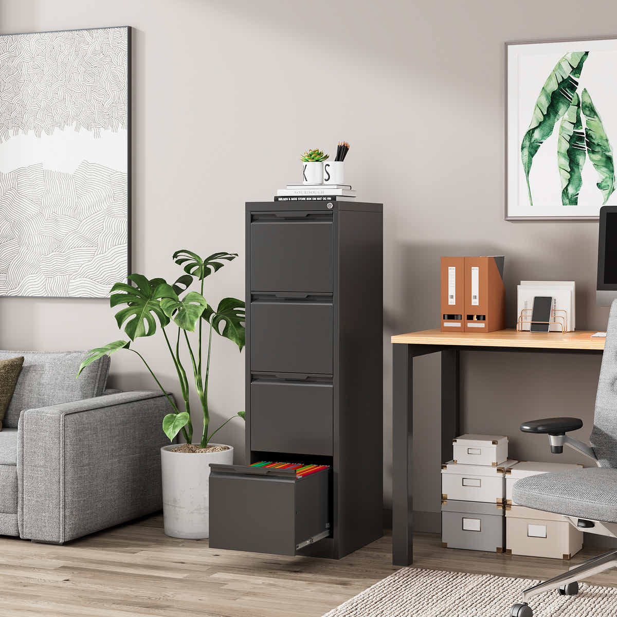 DS Mason Steel 4-Drawer File Cabinet