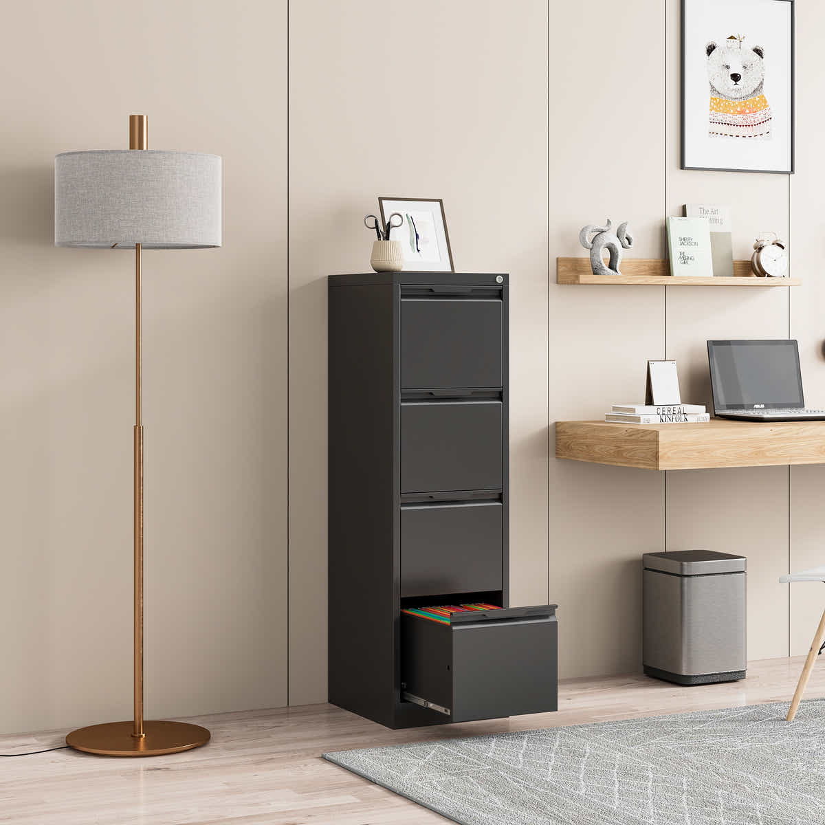 DS Mason Steel 4-Drawer File Cabinet