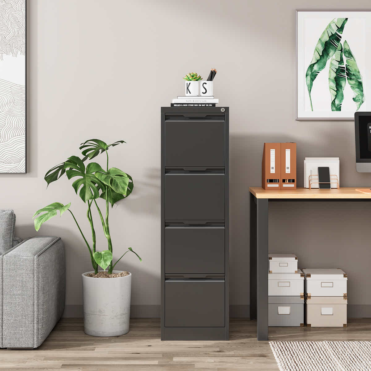 DS Mason Steel 4-Drawer File Cabinet
