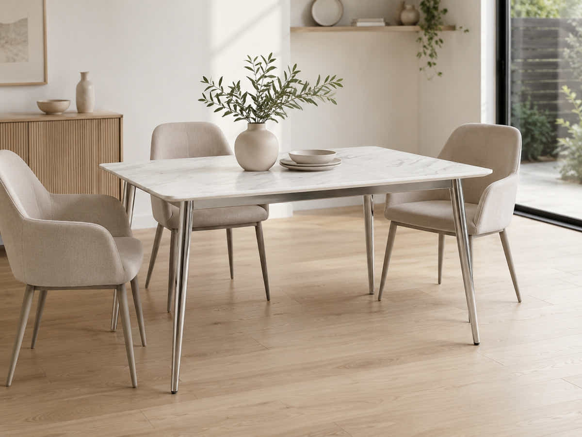 Faux Marble Dining Table - 140 cm