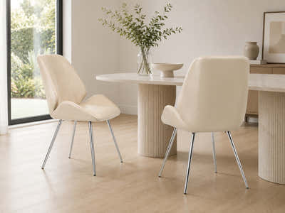 Dining Chair PU Beige - Set of 2