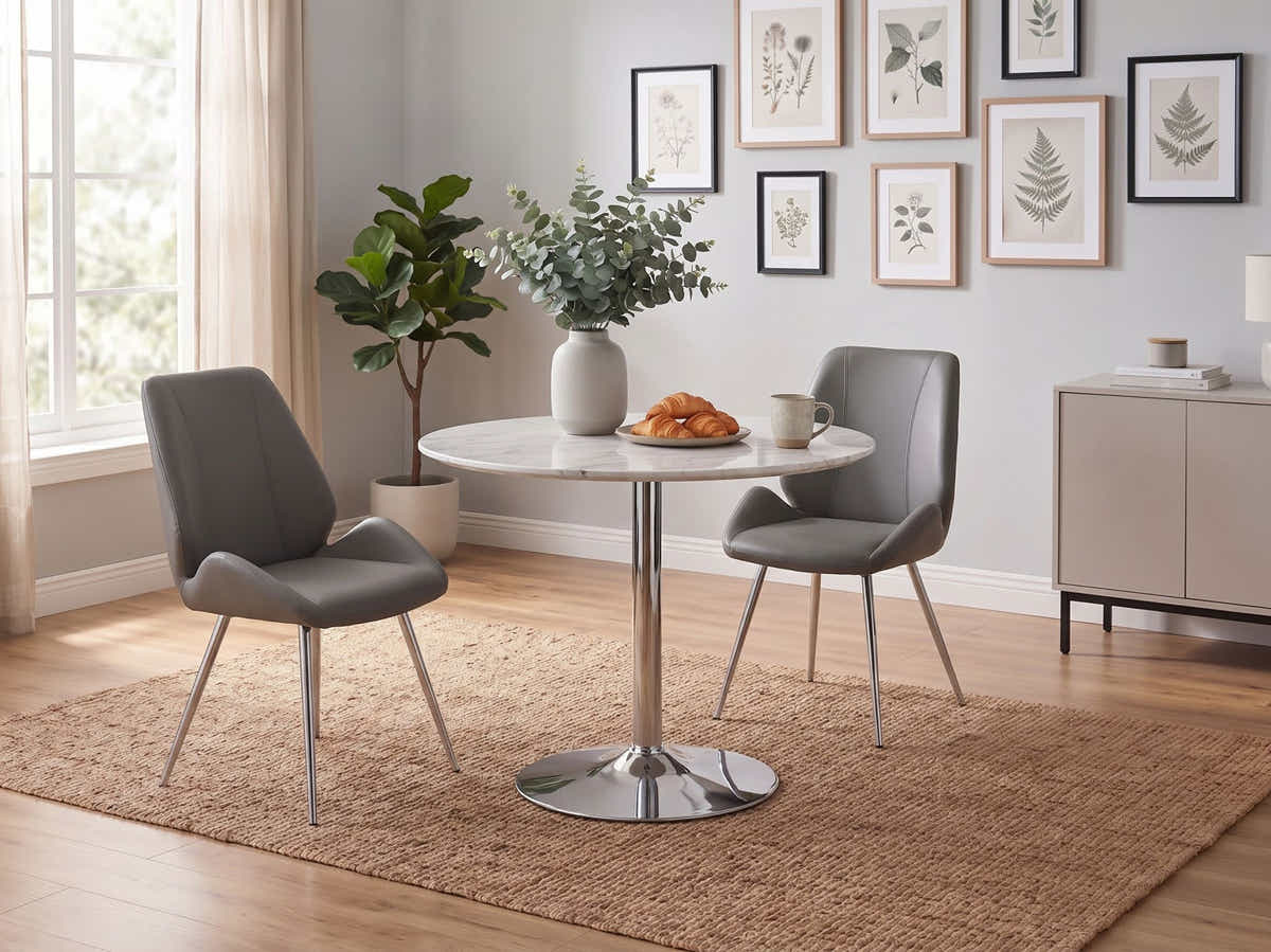 Dining Chair PU Grey - Set of 2