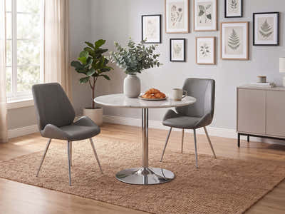 Dining Chair PU Grey - Set of 2