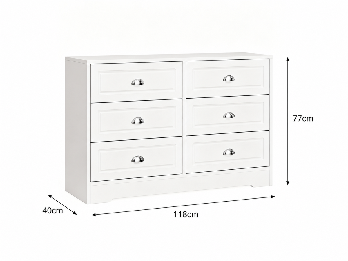 6-Drawer Dresser - White