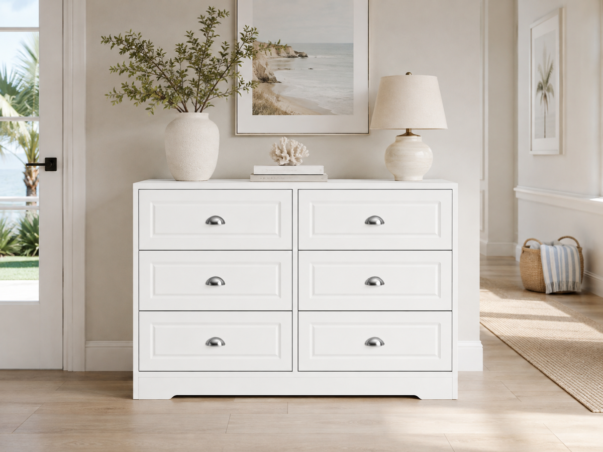 6-Drawer Dresser - White