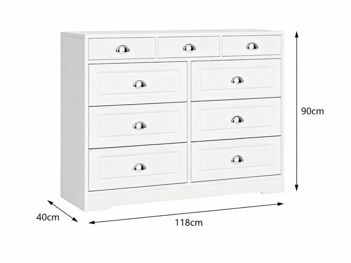 9-Drawer Dresser - White