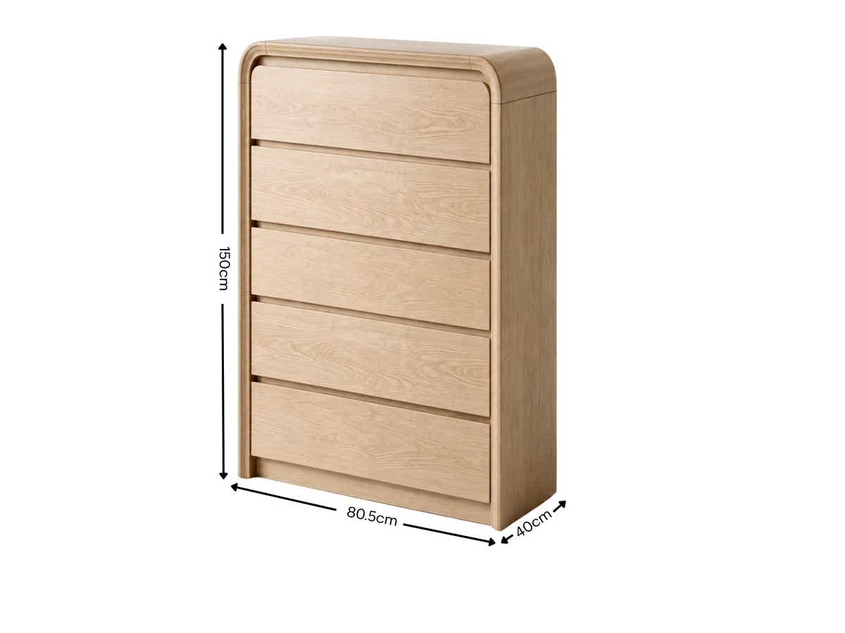 Vilda 5-Drawer Tallboy - Wood