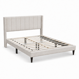 DS Ollie Fabric Bed Beige - Double