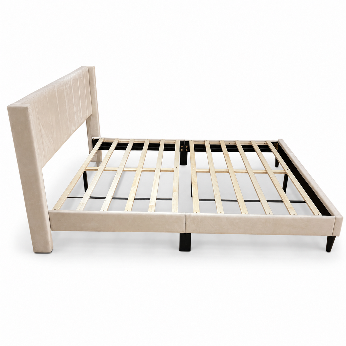 DS Ollie Fabric Bed Beige - Double