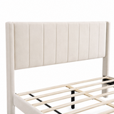 DS Ollie Fabric Bed Beige - Double