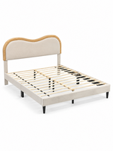 DS Etta Fabric Bed Beige - Queen