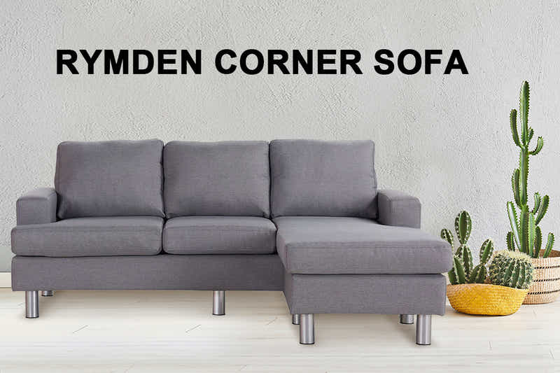 Rymden Linen Sofa Set with Chaise - Grey