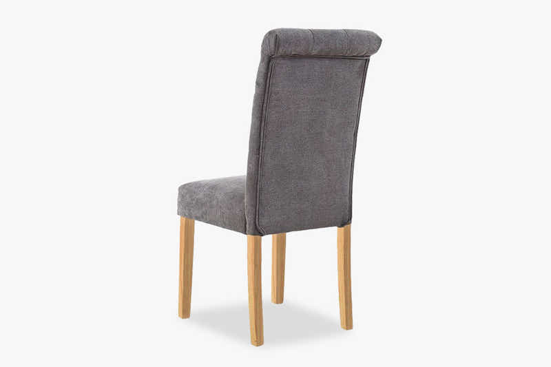 Grey Fabric Dining Chair with Wood Legs - Set of 2