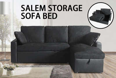 Salem Pull Out Sofa Bed with Storage - Black