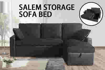 Salem Pull Out Sofa Bed with Storage - Black