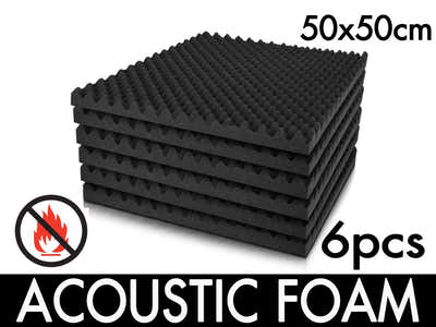 Eggshell Acoustic Foam Panels 50 × 50cm – 6 Pack