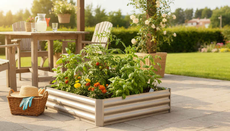 Galvanized Steel Garden Bed 120x120x30 cm