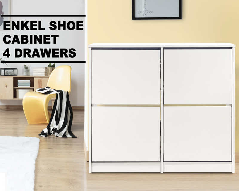 Enkel 4-Drawer Shoe Rack - White