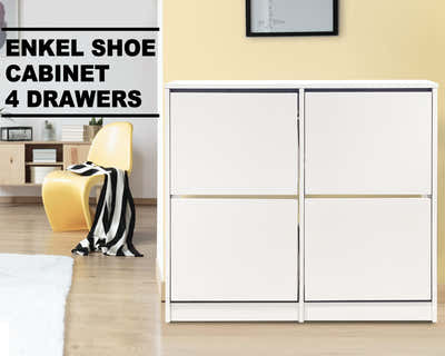 Enkel 4-Drawer Shoe Rack - White