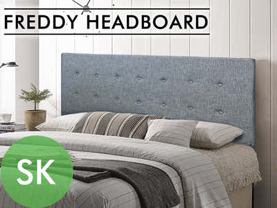 DS Freddy Linen Headboard Bluish Grey - Super King