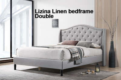 Lizina Bed Frame Light Grey - Double