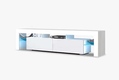 DS Glansig LED Entertainment Unit White - 190 cm
