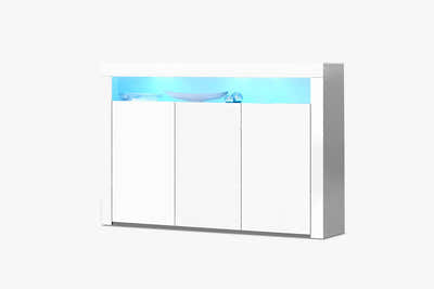 Glansig White 3-Door Buffet with LED Light - 152 cm
