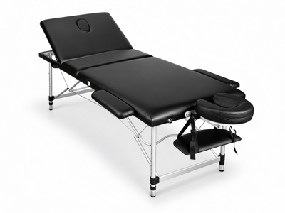 3-Fold Portable Aluminum Massage Table - Black