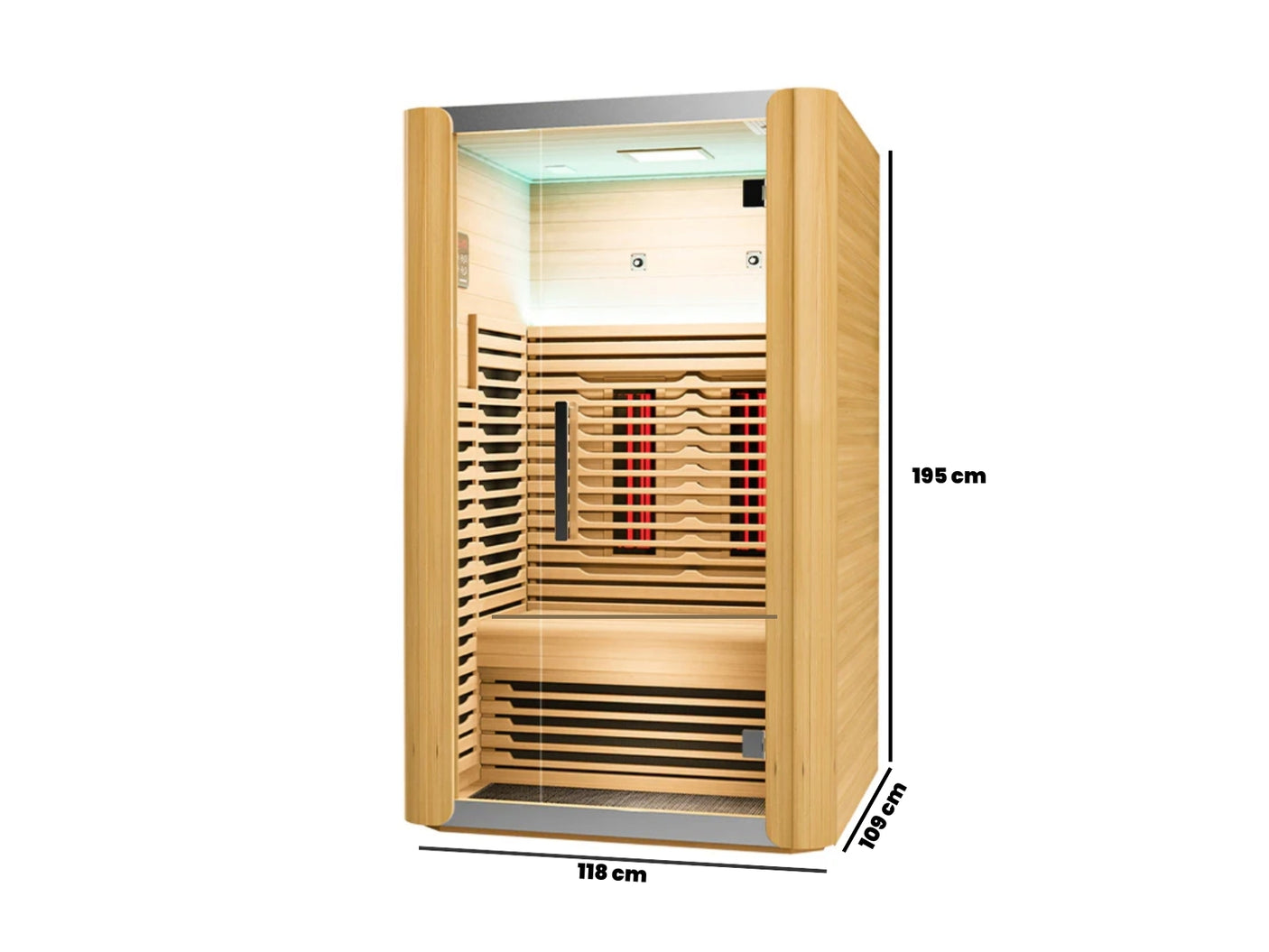 2 Person Low EMF Far Infrared With Red Light Tube Full Spectrum Sauna