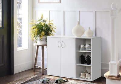Okura 2-Door Shoe Cabinet with Shelf - White