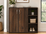 Okura 2-Door Shoe Cabinet with Shelf - Walnut
