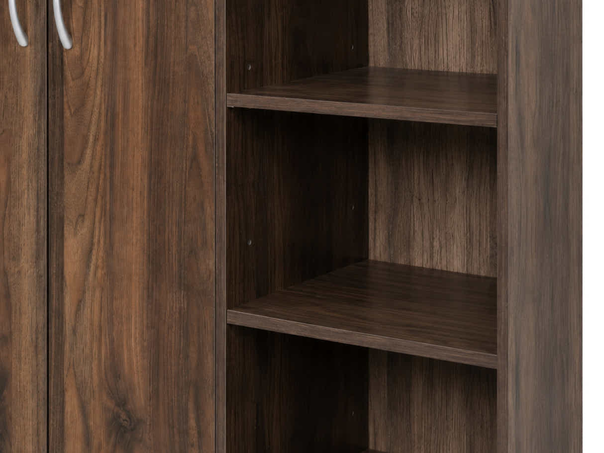 Okura 2-Door Shoe Cabinet with Shelf - Walnut