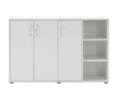 Okura 3-Door Shoe Cabinet with Shelf - White