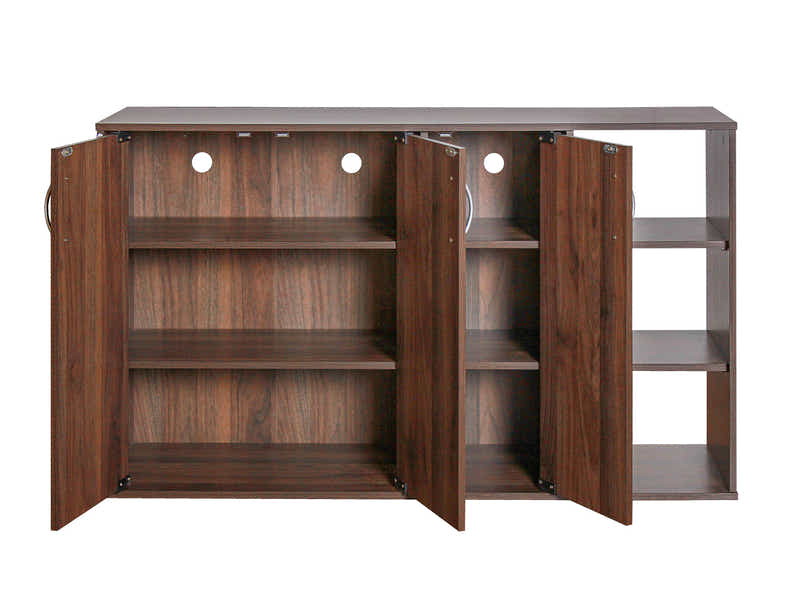 Okura 3-Door Shoe Cabinet with Shelf - Walnut
