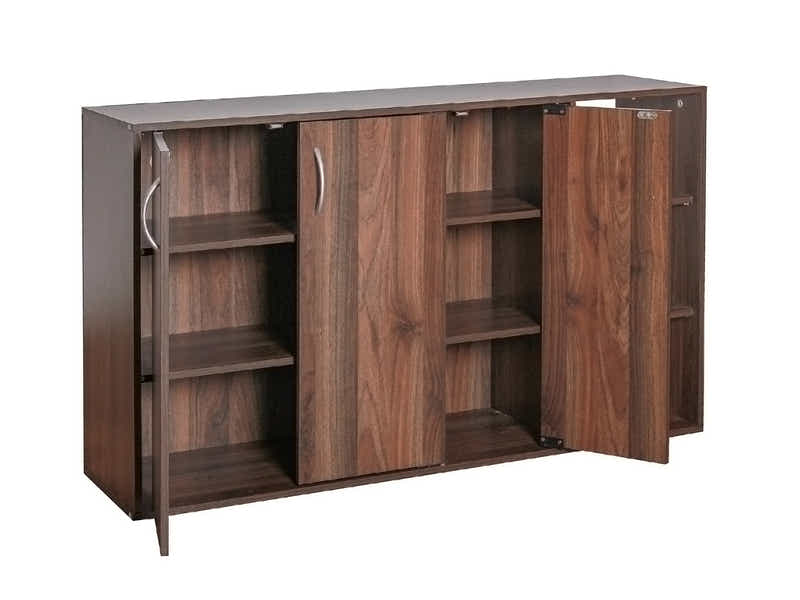 Okura 3-Door Shoe Cabinet with Shelf - Walnut