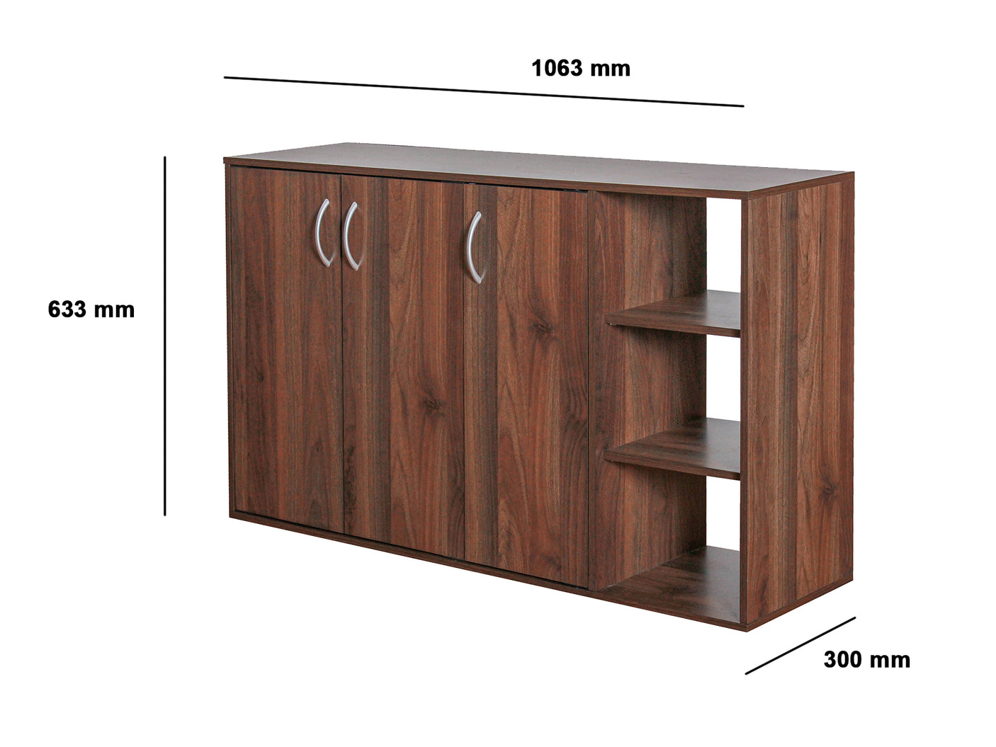 Okura Shoe Cabinet 3 Door Walnut