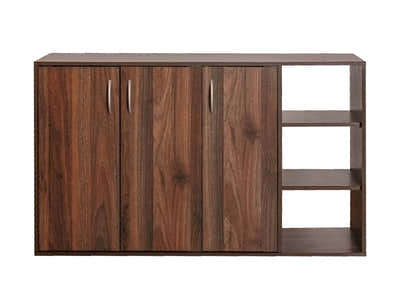 Okura 3-Door Shoe Cabinet with Shelf - Walnut