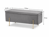 Molto Velvet Ottoman Bench with Storage - Grey
